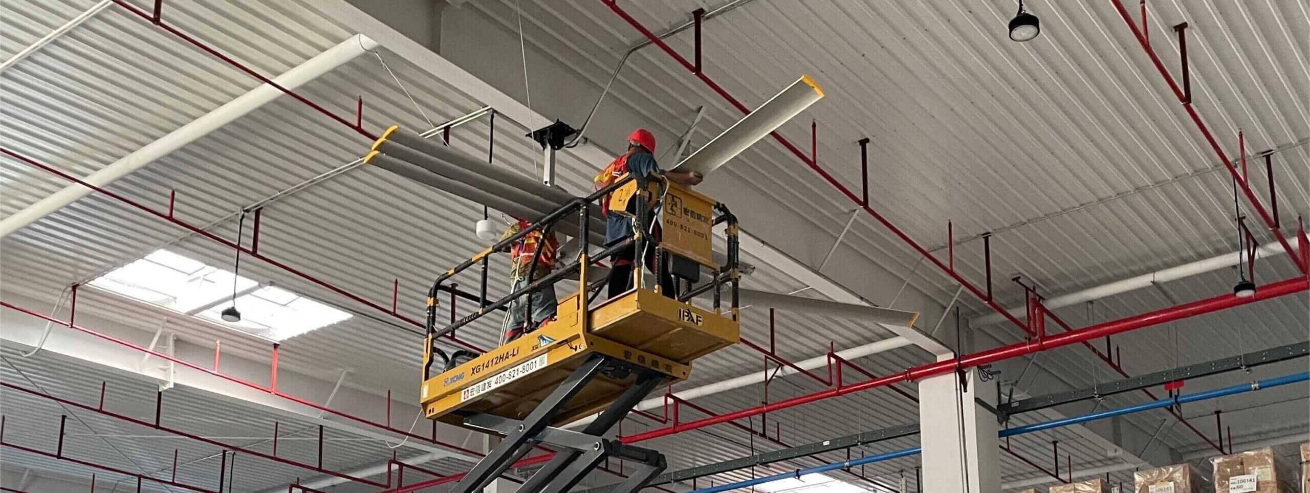 Installation of HVLS industrial ceiling fans